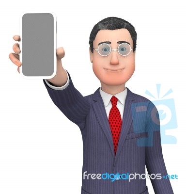 Online Character Indicates World Wide Web And Blank 3d Rendering… Stock Image