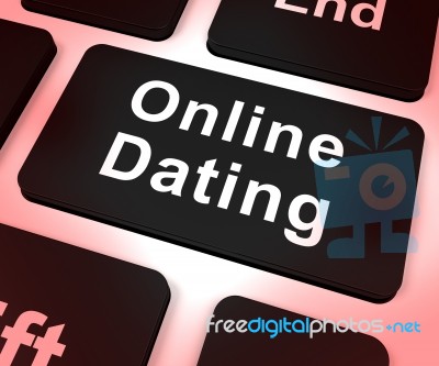 Online Dating Computer Key Showing Romance And Web Love Stock Image