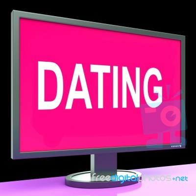 Online Dating Computer Shows Romance Date And Web Love Stock Image