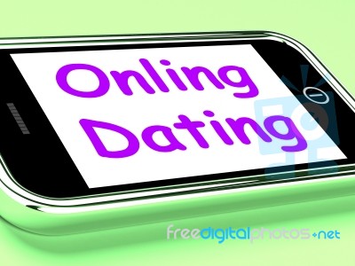 Online Dating  On Phone Shows Romancing And Web Love Stock Image