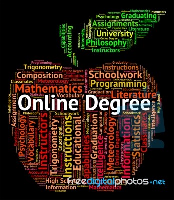 Online Degree Indicates World Wide Web And Associate's Stock Image