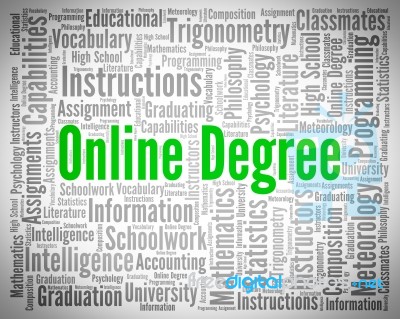 Online Degree Means World Wide Web And Associate's Stock Image