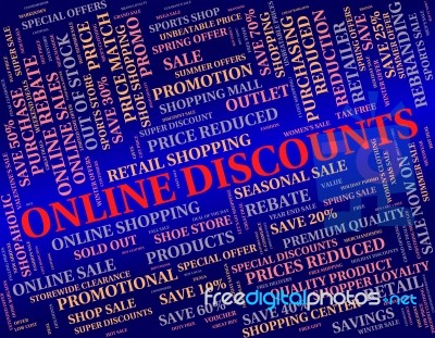 Online Discounts Meaning World Wide Web And Website Stock Image