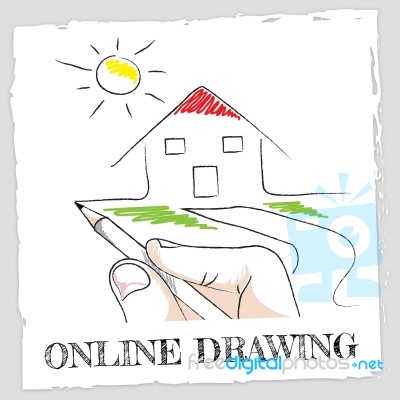 Online Drawing Represents Web Site And Www Stock Image