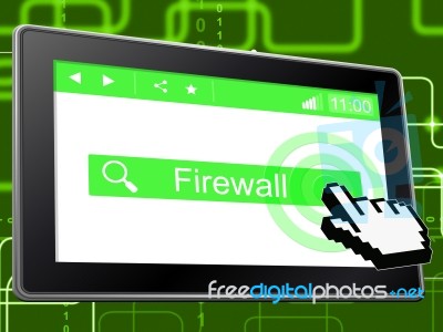 Online Firewall Represents World Wide Web And Defence Stock Image