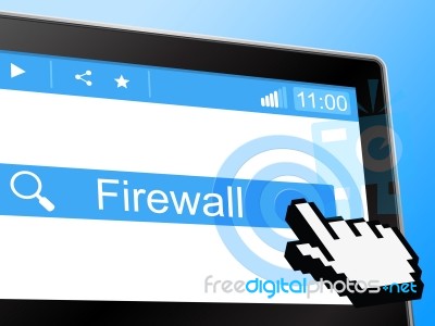 Online Firewall Shows World Wide Web And Defence Stock Image