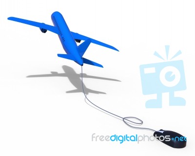 Online Flights Means World Wide Web And Aeroplane Stock Image