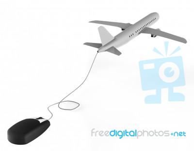 Online Flights Represents World Wide Web And Aeroplane Stock Image