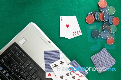 Online Gambling Still Life Stock Photo