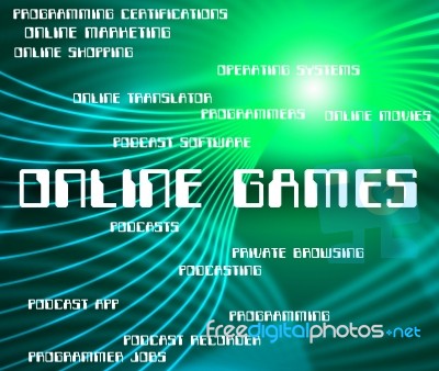 Online Games Indicates World Wide Web And Entertainment Stock Image