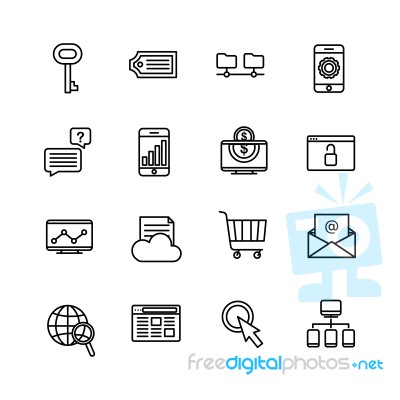 Online Marketing Icon Set On White Background Stock Image