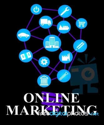 Online Marketing Icons Show Market Promotions Online Stock Image