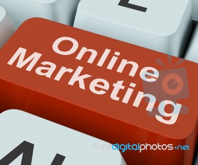 Online Marketing Key Shows Web Emarketing And Sales Stock Image