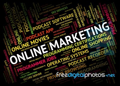 Online Marketing Shows World Wide Web And Promotion Stock Image