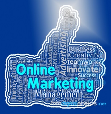 Online Marketing Thumb Shows Web Site And Advertising Stock Image