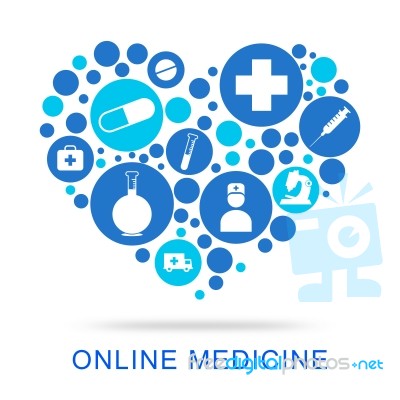 Online Medicine Indicates Web Site And Antibiotic Stock Image