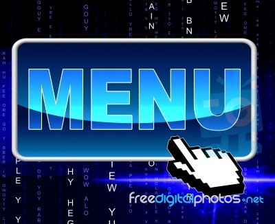 Online Menu Represents World Wide Web And Dining Stock Image