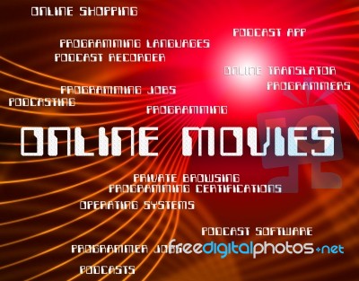 Online Movies Indicates World Wide Web And Film Stock Image