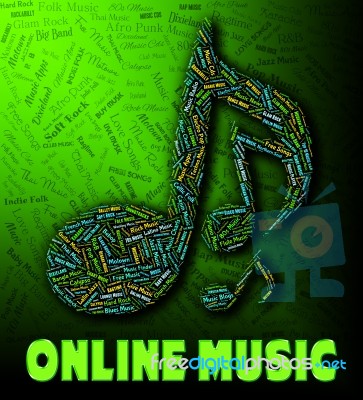 Online Music Indicates World Wide Web And Audio Stock Image