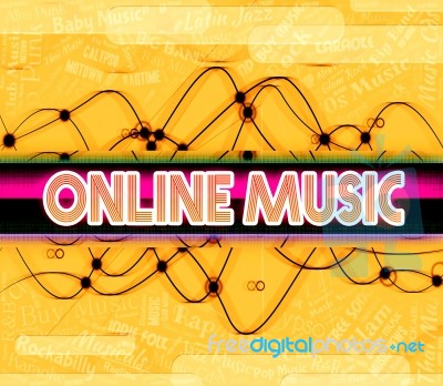 Online Music Represents World Wide Web And Acoustic Stock Image