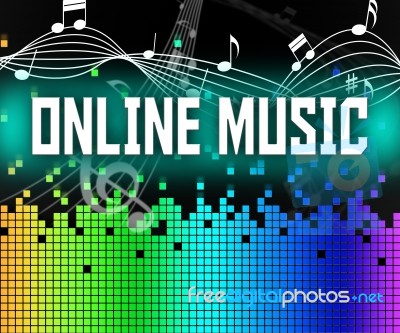 Online Music Represents World Wide Web And Acoustic Stock Image