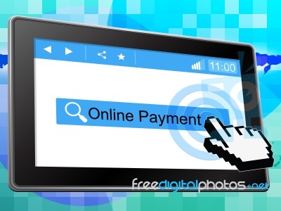 Online Payment Represents World Wide Web And Amount Stock Image