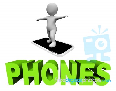 Online Phones Shows Mobility Telephone And 3d Rendering Stock Image