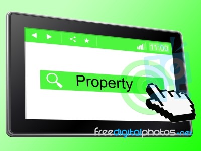 Online Property Means World Wide Web And House Stock Image