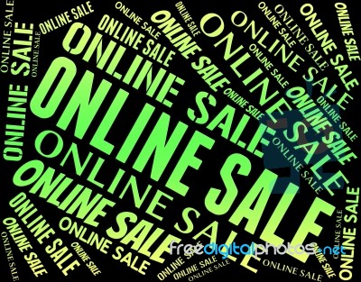 Online Sale Indicates World Wide Web And Words Stock Image