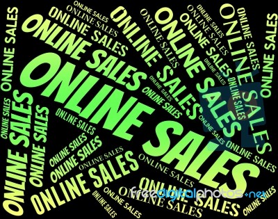 Online Sales Shows World Wide Web And Bargain Stock Image