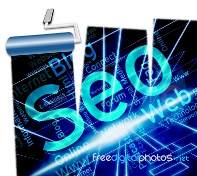 Online Seo Shows Website Optimization 3d Illustration Stock Image