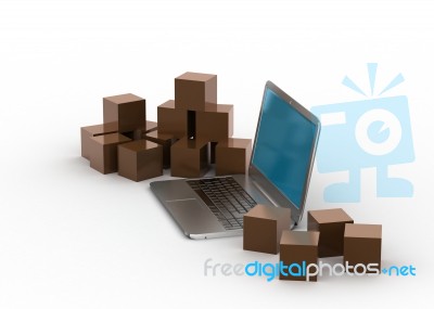 Online Shopping And Shipping The Products Concept Stock Image