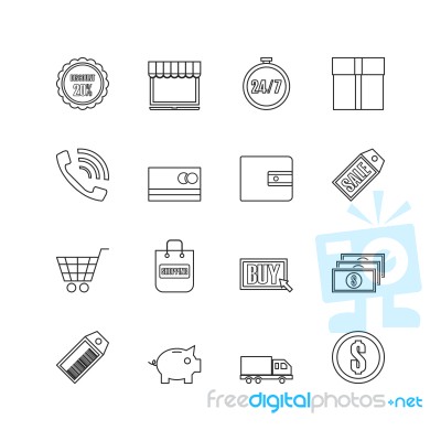 Online Shopping Outline Icon Stock Image