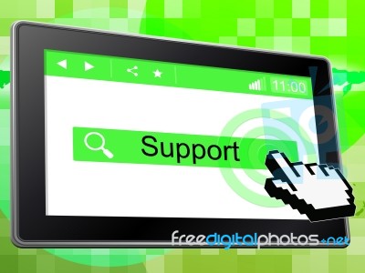 Online Support Shows World Wide Web And Help Stock Image