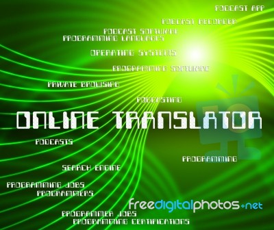 Online Translator Means World Wide Web And Decipherer Stock Image