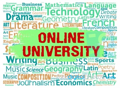 Online University Means Educational Establishment And Colleges Stock Image