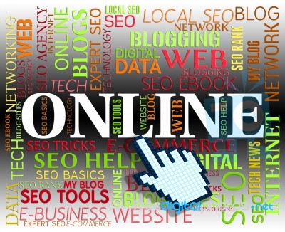 Online Word Means High Tec And Net Stock Image