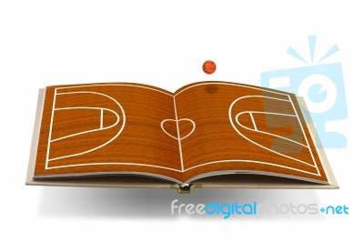 Open Book With Basketball Court Stock Photo