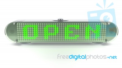 Open - Digital Pin Sign With Emitting Led Light Stock Image