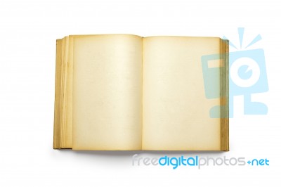 Open Empty Old Book Stock Photo