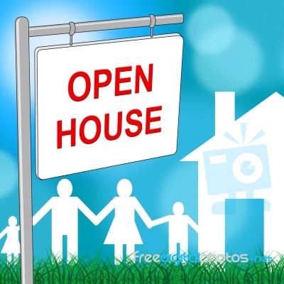 Open House Indicates Real Estate And Building Stock Image