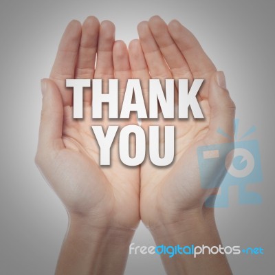 Open Palms With Word Thank You Stock Photo