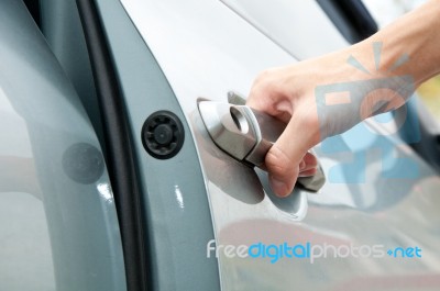 Open The Car Door Stock Photo