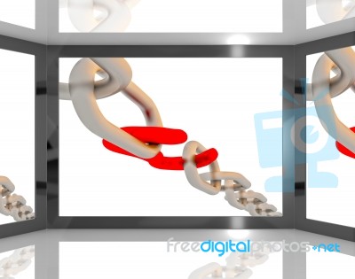 Opened Chain On Screen Shows Risky Situations Stock Image