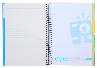 Opened Notebook Isolated On White Background Stock Photo