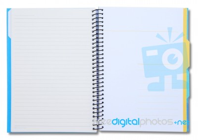 Opened Notebook Isolated On White Background Stock Photo