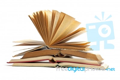 Opened Old Books Stock Photo