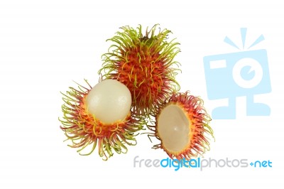 Opened Rambutan Stock Photo