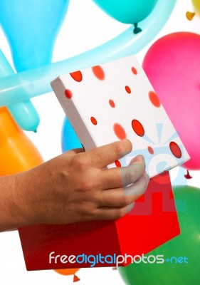 Opening A Birthday Gift Stock Photo