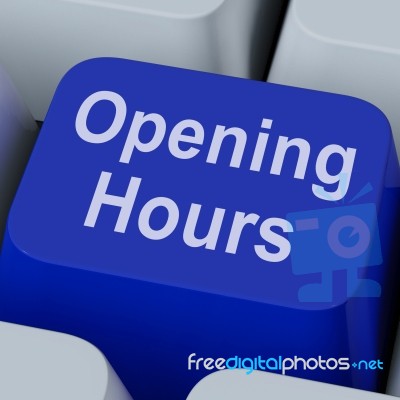 Opening Hours Key Shows Retail Business Open Stock Image